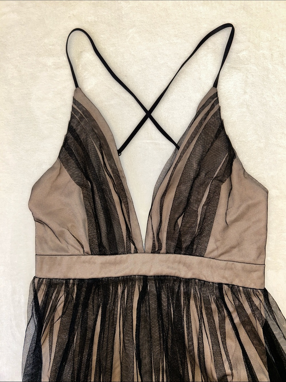 Fiestar Black Plunge Mesh Maxi Dress Size S